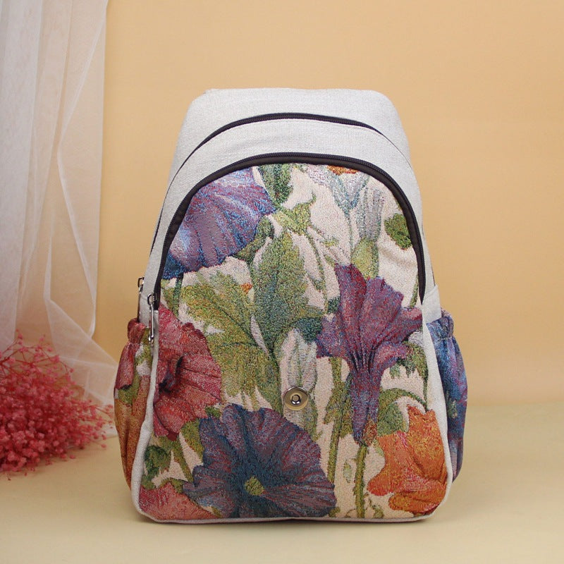 Handmade Three-dimensional Flower Mori Style Fabric Double Layer Backpacks