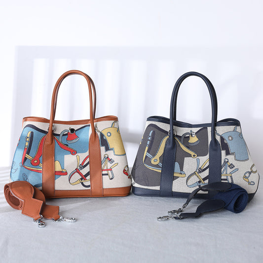 Women's Cowhide Home Classic Painted Genuine Leather Handbags