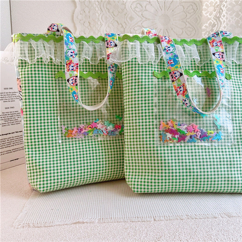 Simple Cute Yuan Cartoon Cotton Print Shoulder Bags