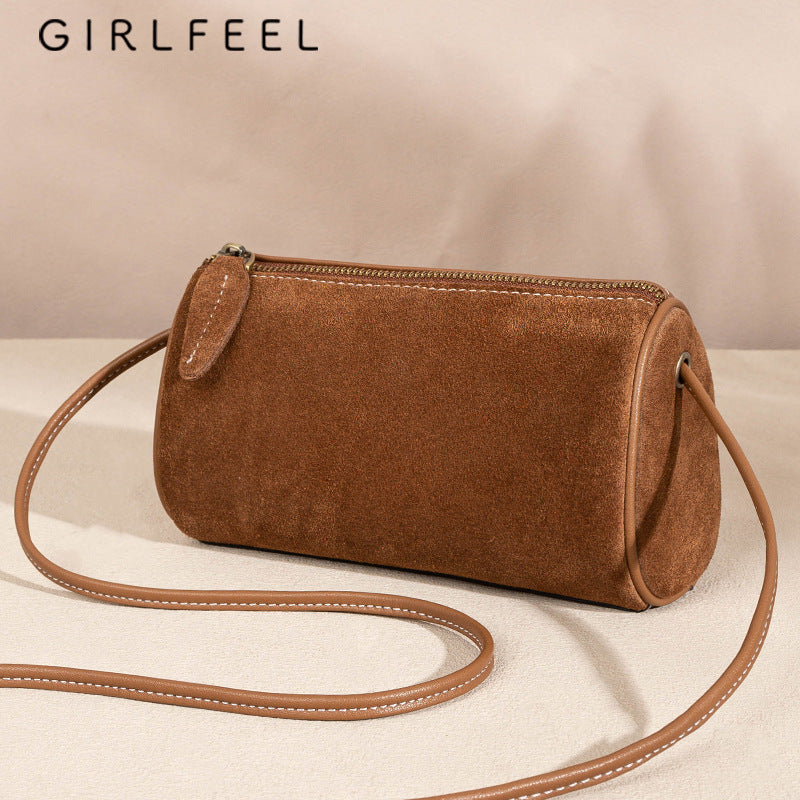 Women's Fashionable Suede Cowhide Genuine Leather Vintage Crossbody Bags