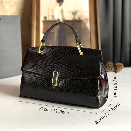 Mom Versatile High-grade Glossy Elegant Snake Pattern Handbags