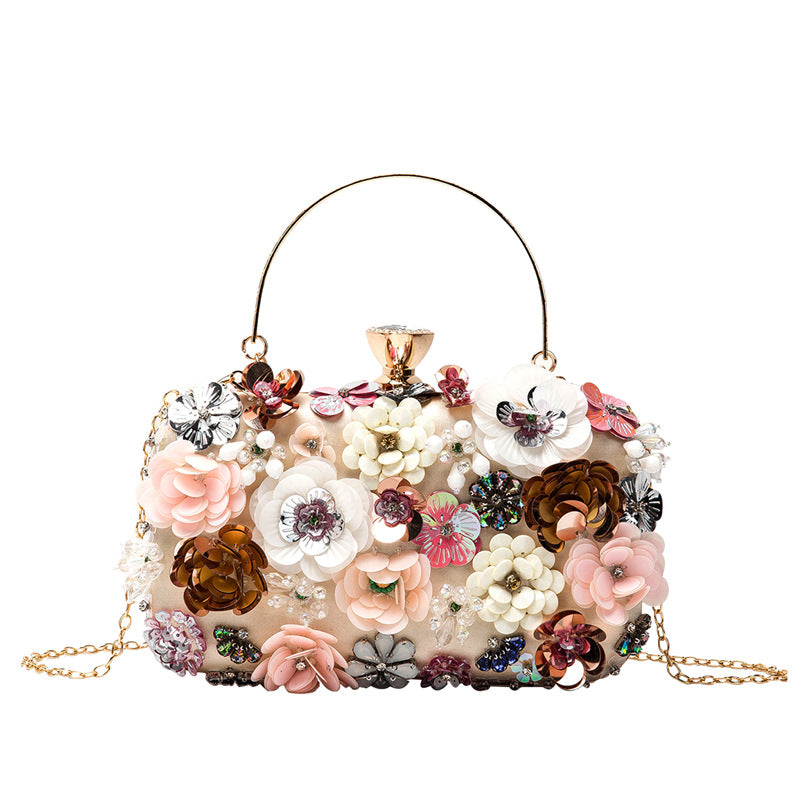 Handmade Pearl Embroidery Flowers Banquet Lady Evening Bags