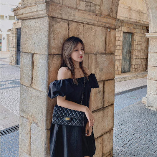 Women's Caviar Rhombus Leather Black Chain Fat Crossbody Bags