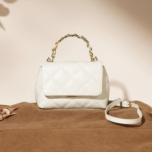 Women's Napa First Layer Cowhide Rhombus Embroidery Shoulder Bags