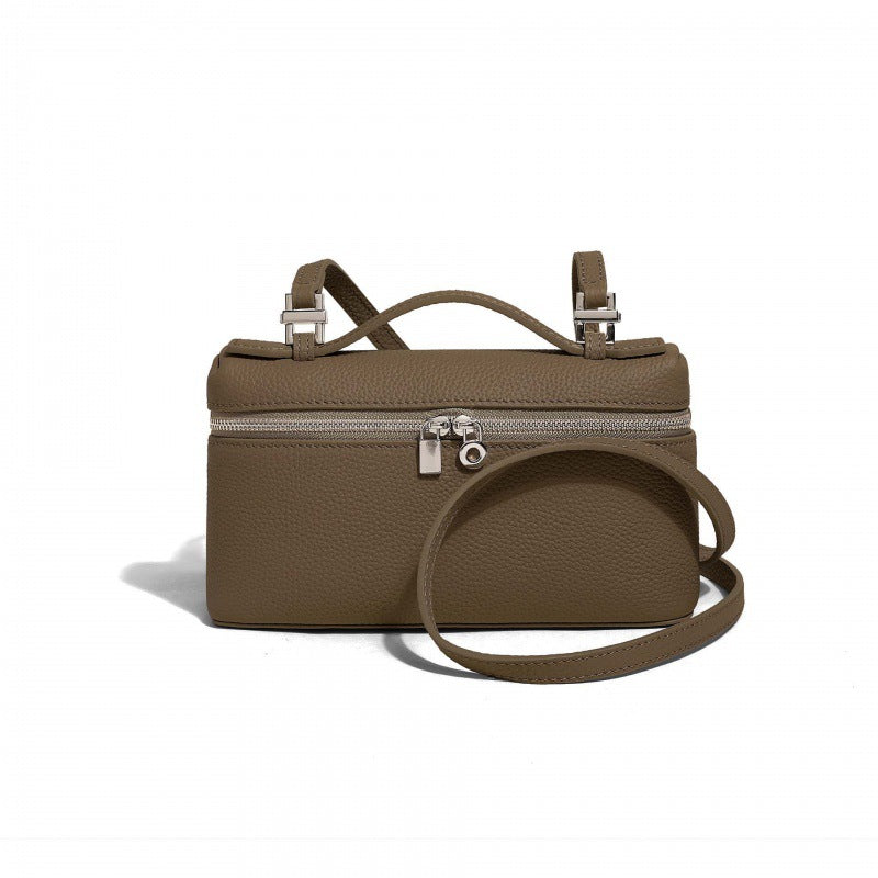 Women's Leather Lunch Box First Layer Cowhide Hand Shoulder Bags