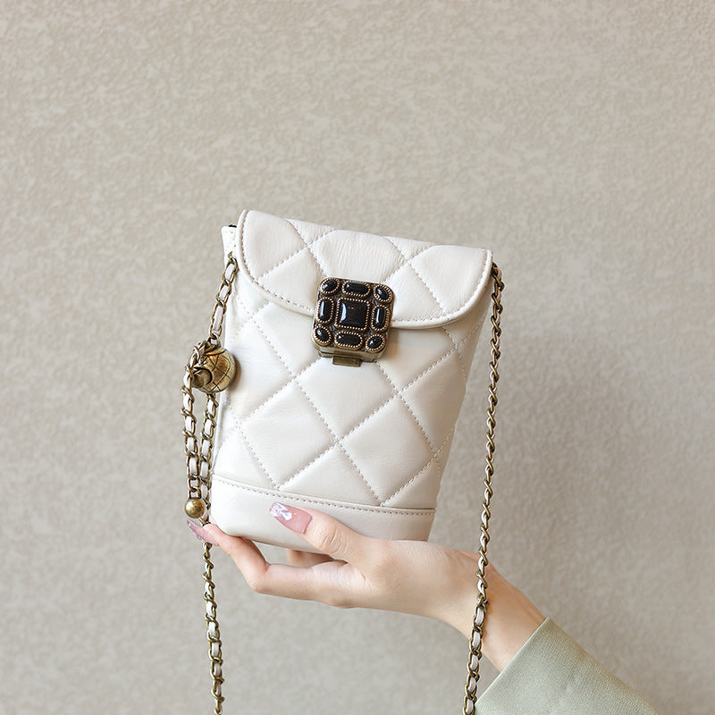Women's Chain Mobile Classic Style Rhombic Gem Shoulder Bags
