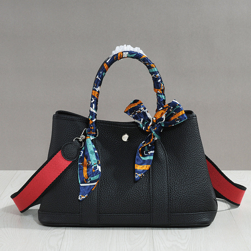 Women's Cowhide Leather Portable Big Shopping Shoulder Bags
