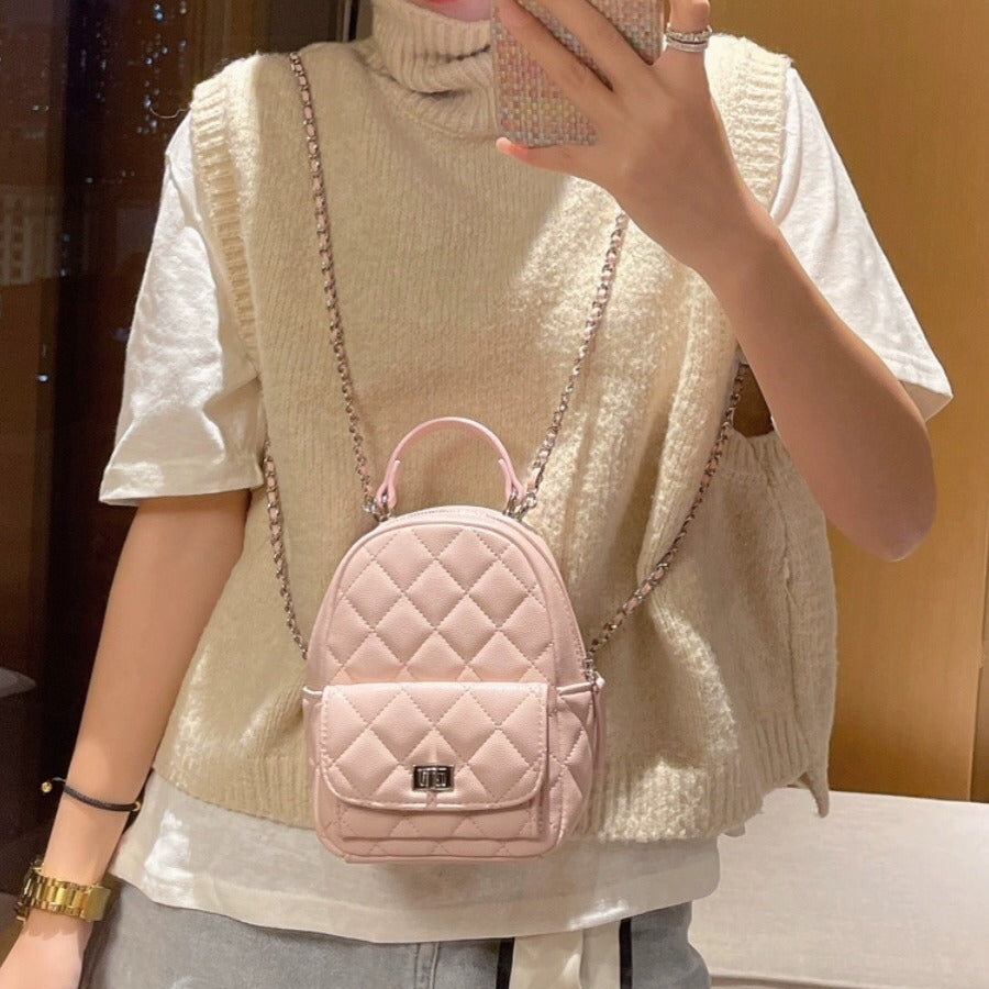 Women's High-grade Niche Rhombus Korean Fashion Chain Backpacks