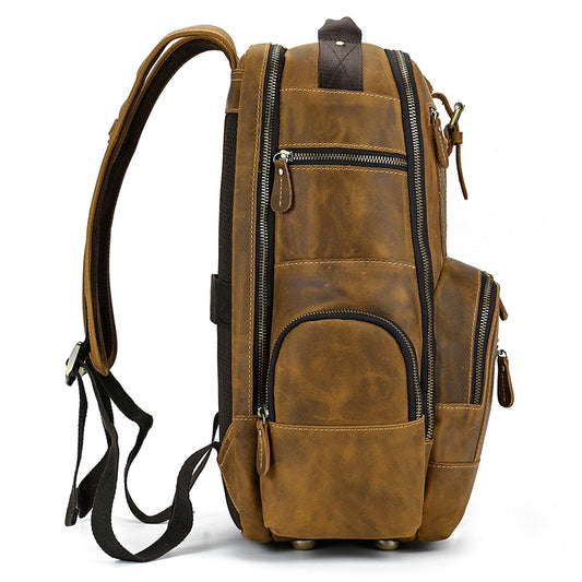 Men's Crazy Horse Leather Large Capacity Retro Backpacks
