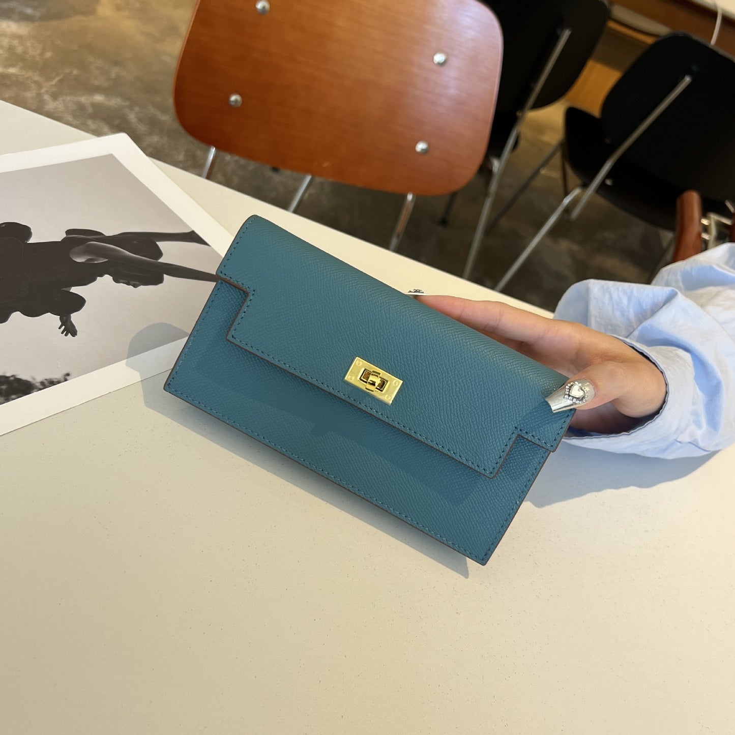 Women's Kelly Palm Print Cowhide Clutch Long Crossbody Bags