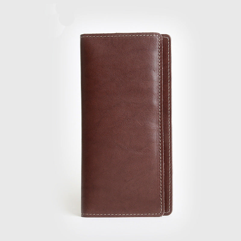 Men's Retro Leather Long First Layer Cowhide Simple Crazy Horse Men's Wallets