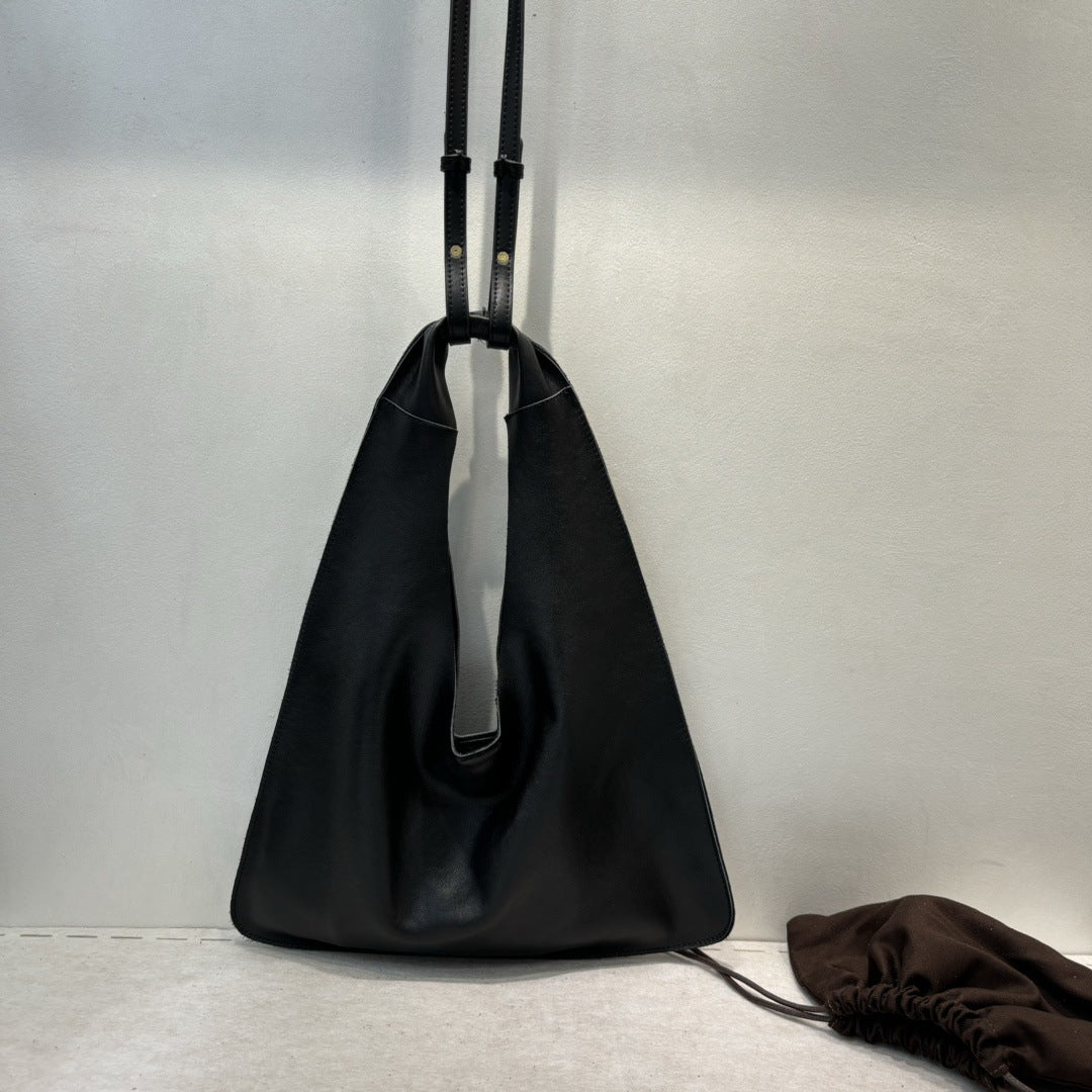 Women's Vegetable Tanning Leather Triangle Genuine Cloud Handbags