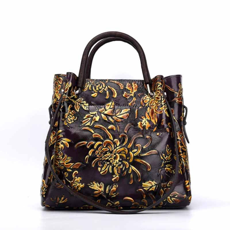 Embossed Top Layer Leather Retro Style Bags