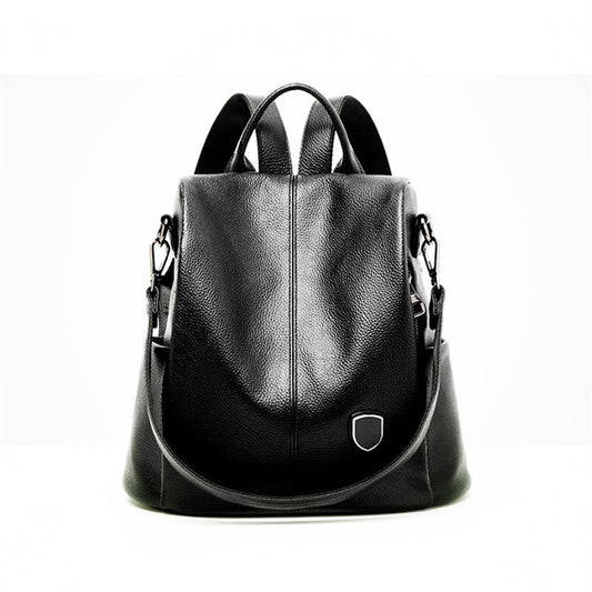 Women's Big Genuine Leather First Layer Multifunctional Backpacks