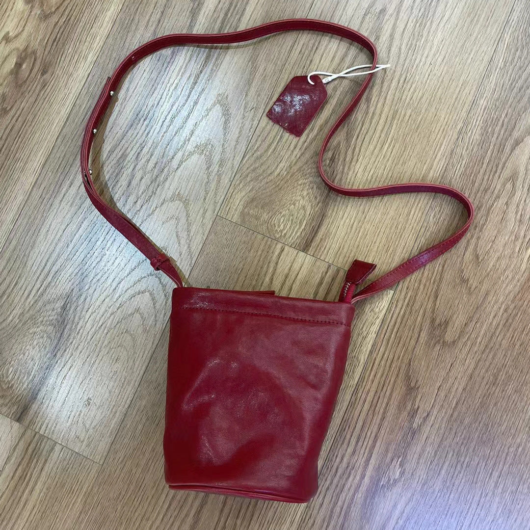 Mobile Retro Simple First Layer Cowhide Crossbody Bags