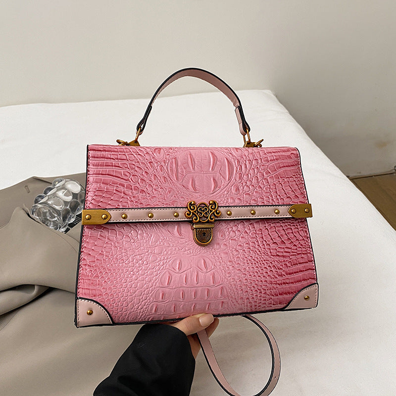 Women's Vintage Crocodile Pattern Large Capacity Bags