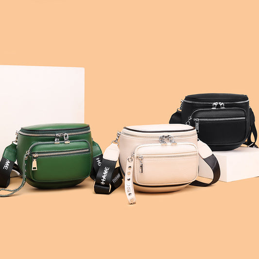 Women's Genuine Leather Fashion Saddle Black First Crossbody Bags