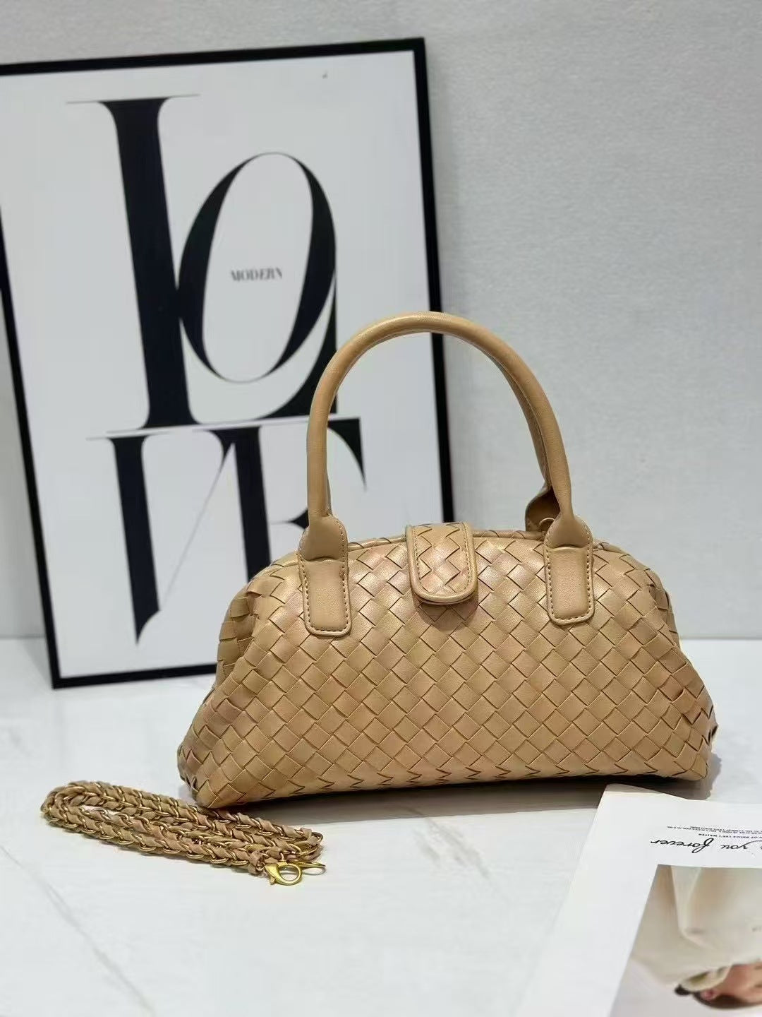 Women's Classic Retro Style Woven Bowling Simple Bags