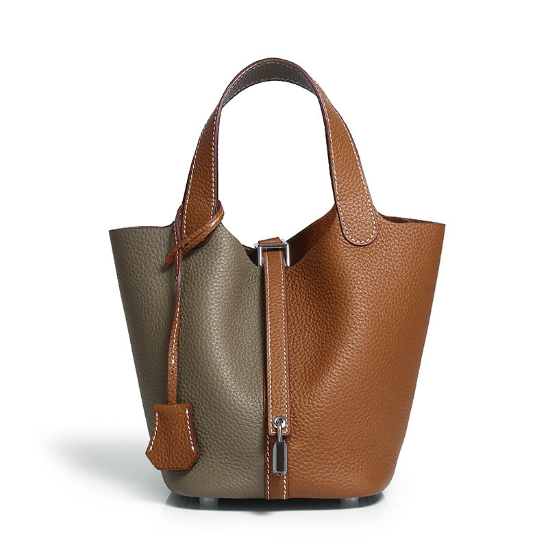 Women's Trendy Color Matching Vegetable Basket Large Capacity Handbags
