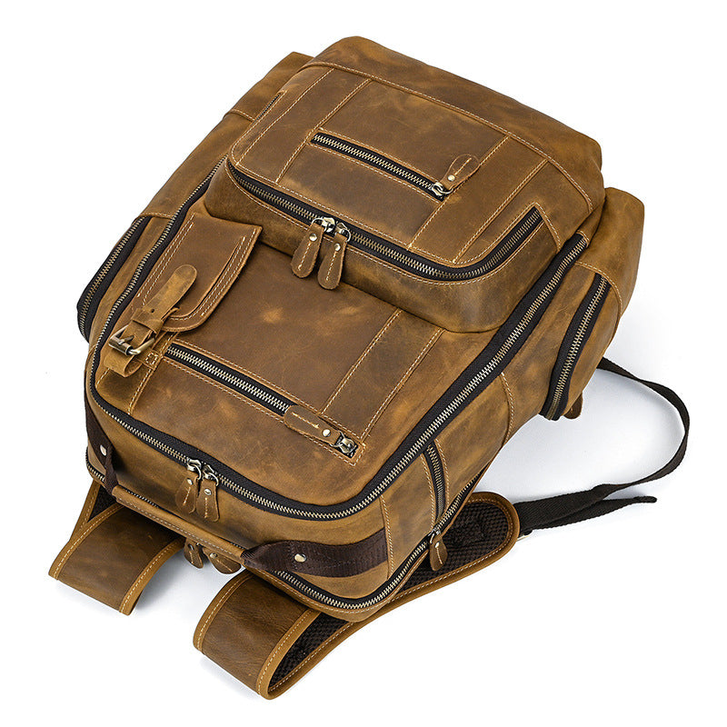 Men's Crazy Horse Leather Large Capacity Retro Backpacks