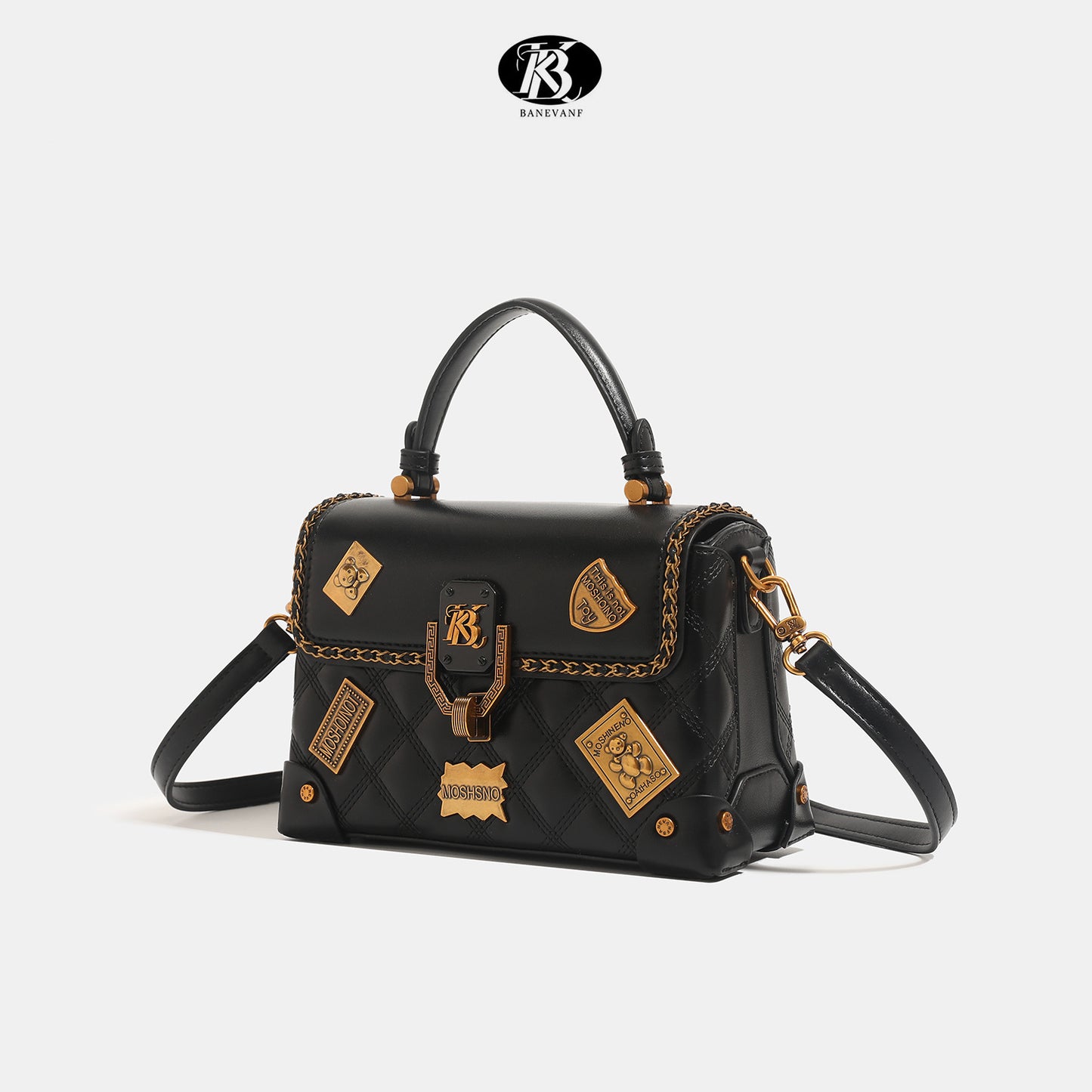 Women's Light Luxury Medal Rhombus Genuine Leather Crossbody Bags