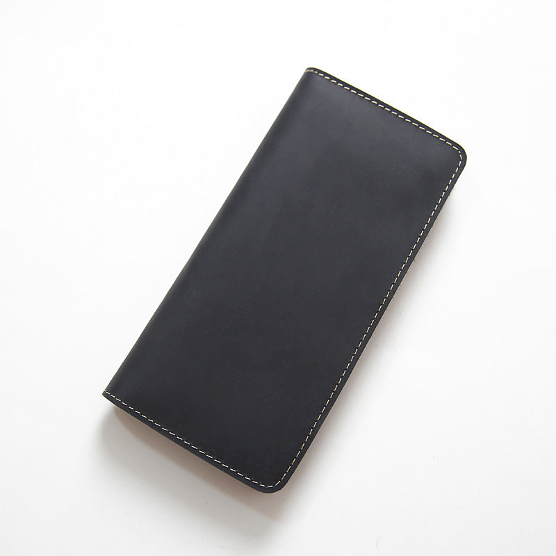 Men's Horse Leather Green Long Genuine Simple Men's Wallets