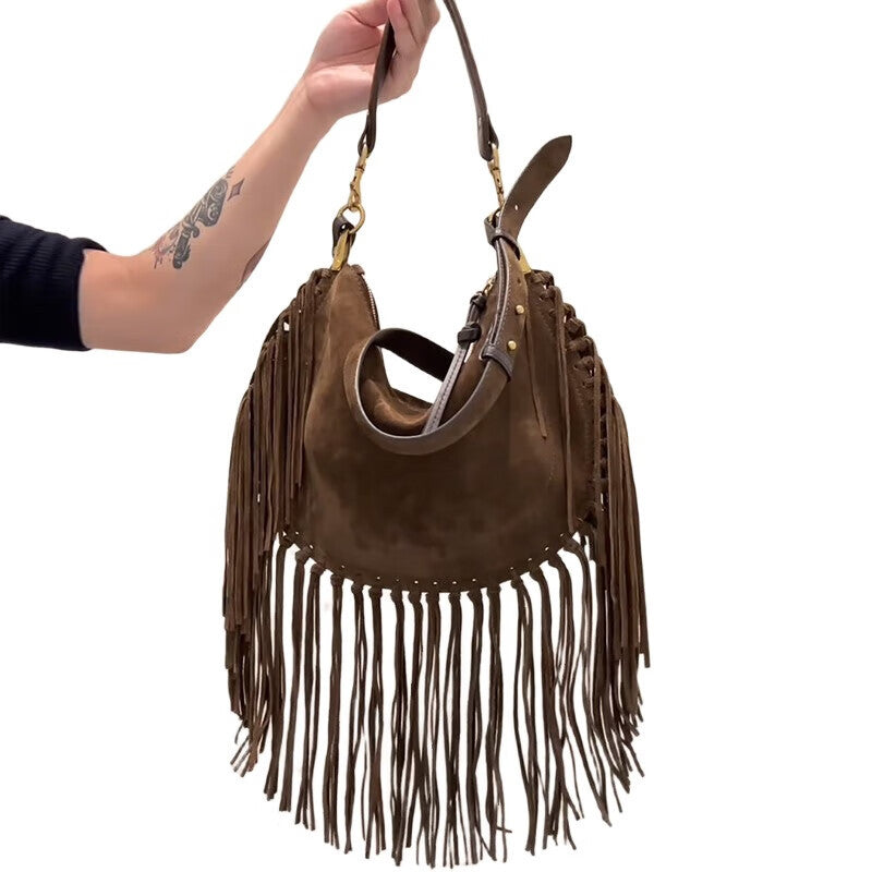 Handmade Tassel Wild Underarm Retro Commuting Fashion Large Bags