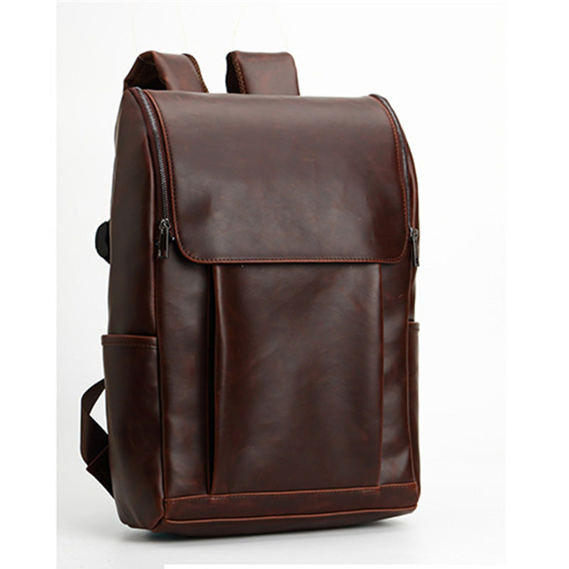 Men's Korean Leather Leisure British Retro Computer Backpacks