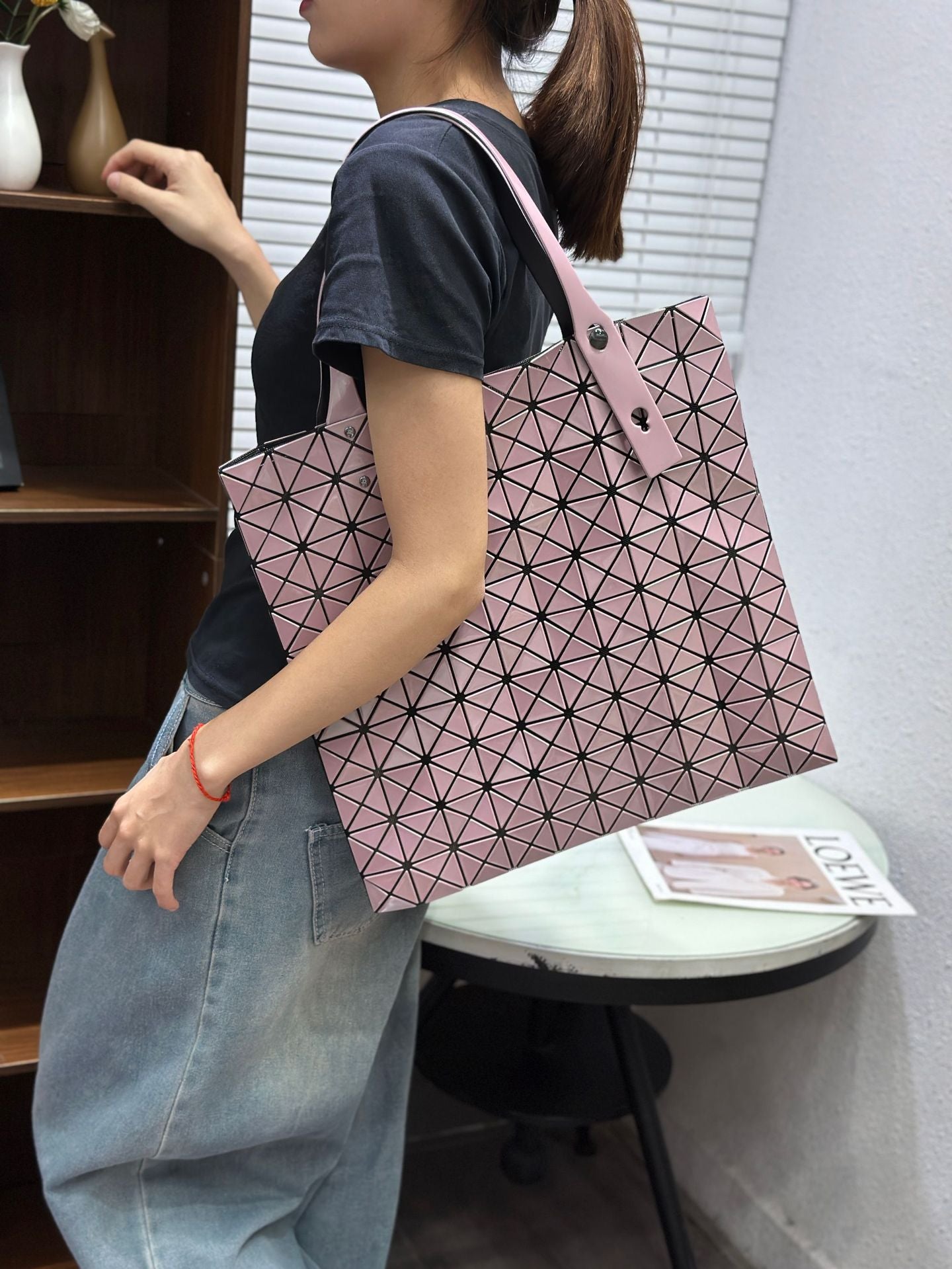 Diamond Pattern Large Capacity Totes Shopping Tote Bags