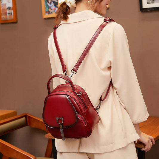 Women's Easy To Match Retro Oil Wax Skin Backpacks