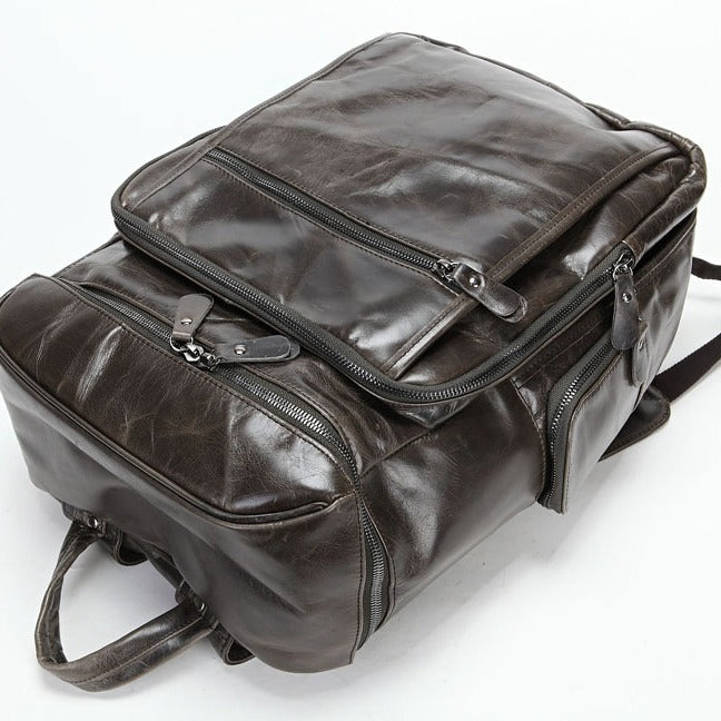 Large Capacity Computer Unisex Genuine Leather Backpacks