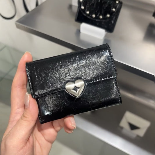Niche Heart-shaped Cattlehide Love Flip Certificate Ladies Wallets