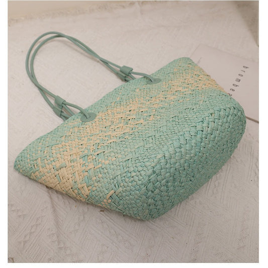 Women's Large Capacity Straw Gradient Woven Vacation Shoulder Bags