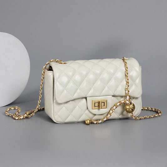 Women's Australian Khaki Genuine Leather Golden Ball Cowhide Crossbody Bags