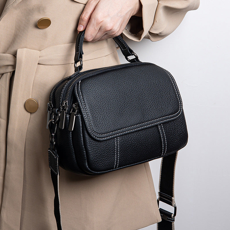 Women's Genuine Leather Lady's Round Fashion Korean Shoulder Bags