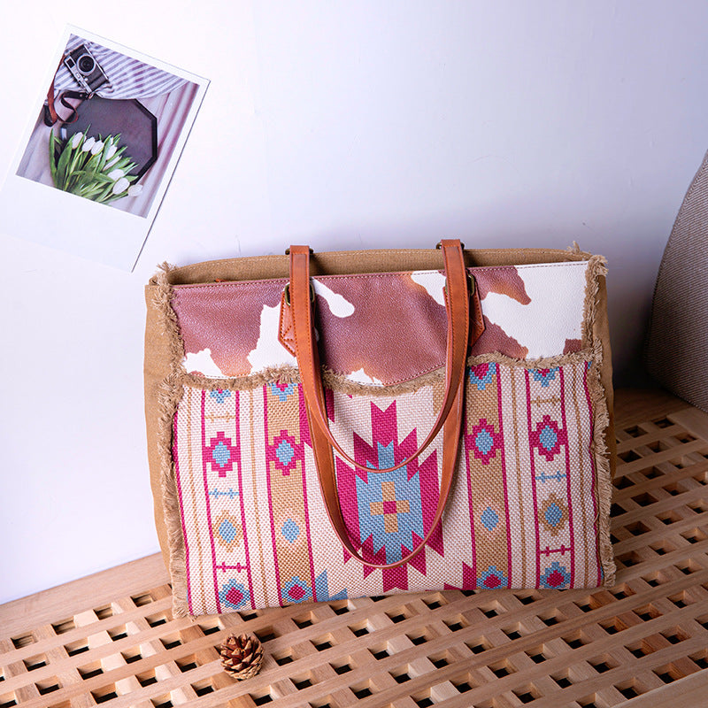 Women's Bohemian Canvas Cotton Linen Hand Holding One Shoulder Bags