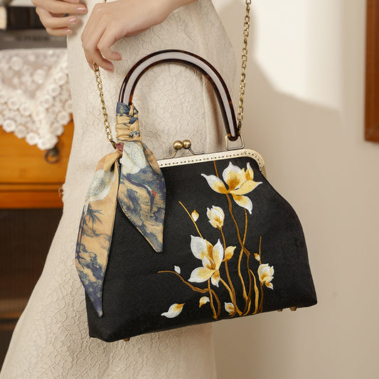 Step-by-step Flower Embroidered Ancient Style Cheongsam Banquet Handbags
