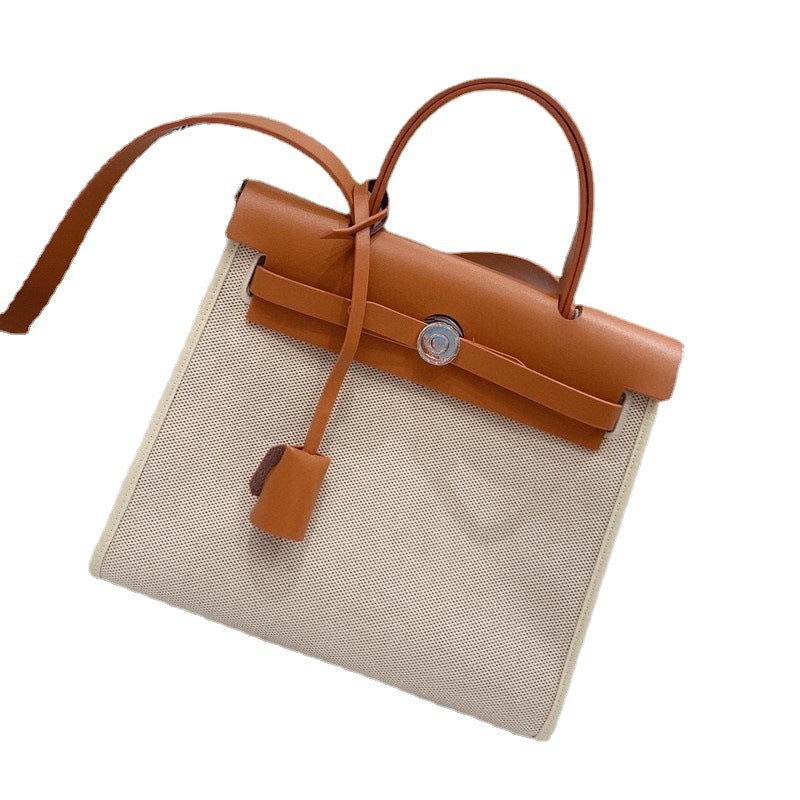 Graceful Classy Attractive Leather With Canvas Handbags