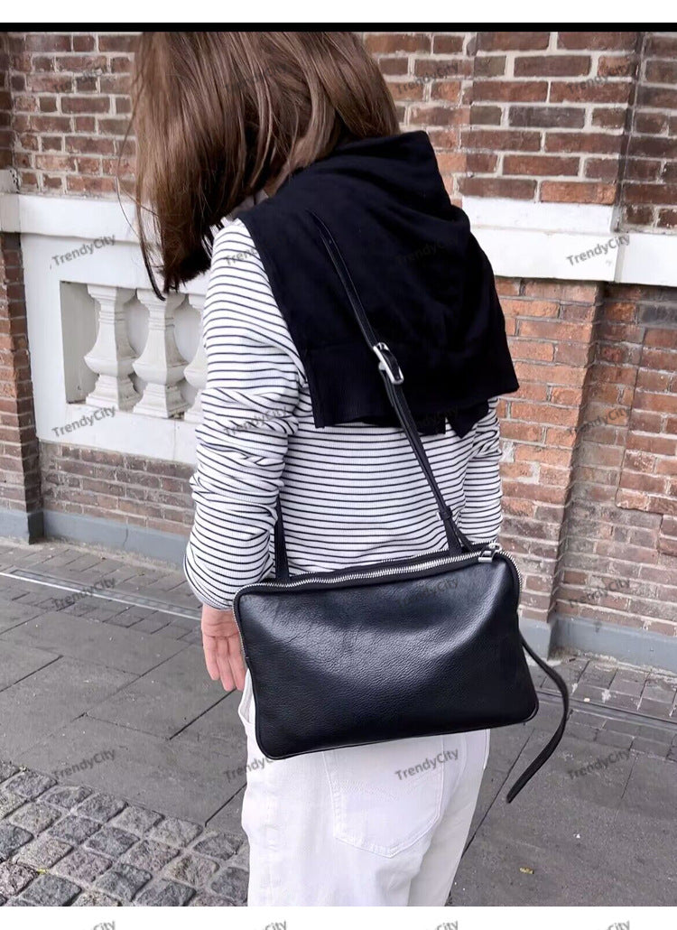 Style Genuine Leather File Simple Twin Crossbody Bags