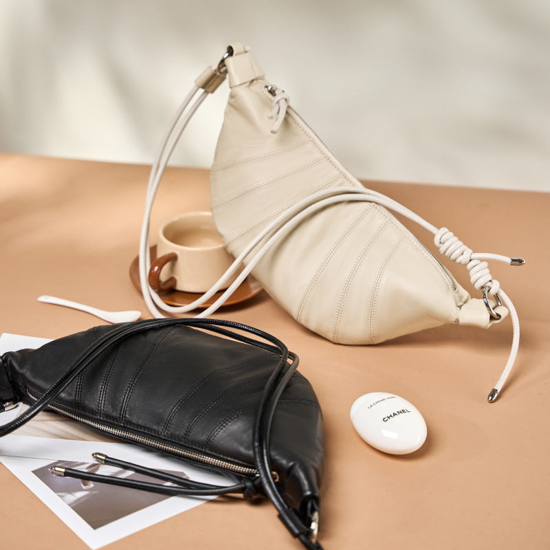 First Layer Cowhide Leather Genuine Croissant Crossbody Bags