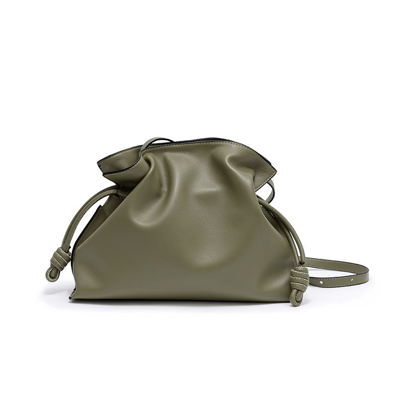 Women's Leather Drawstring Cloud Fashion Commuter Large Capacity Crossbody Bags