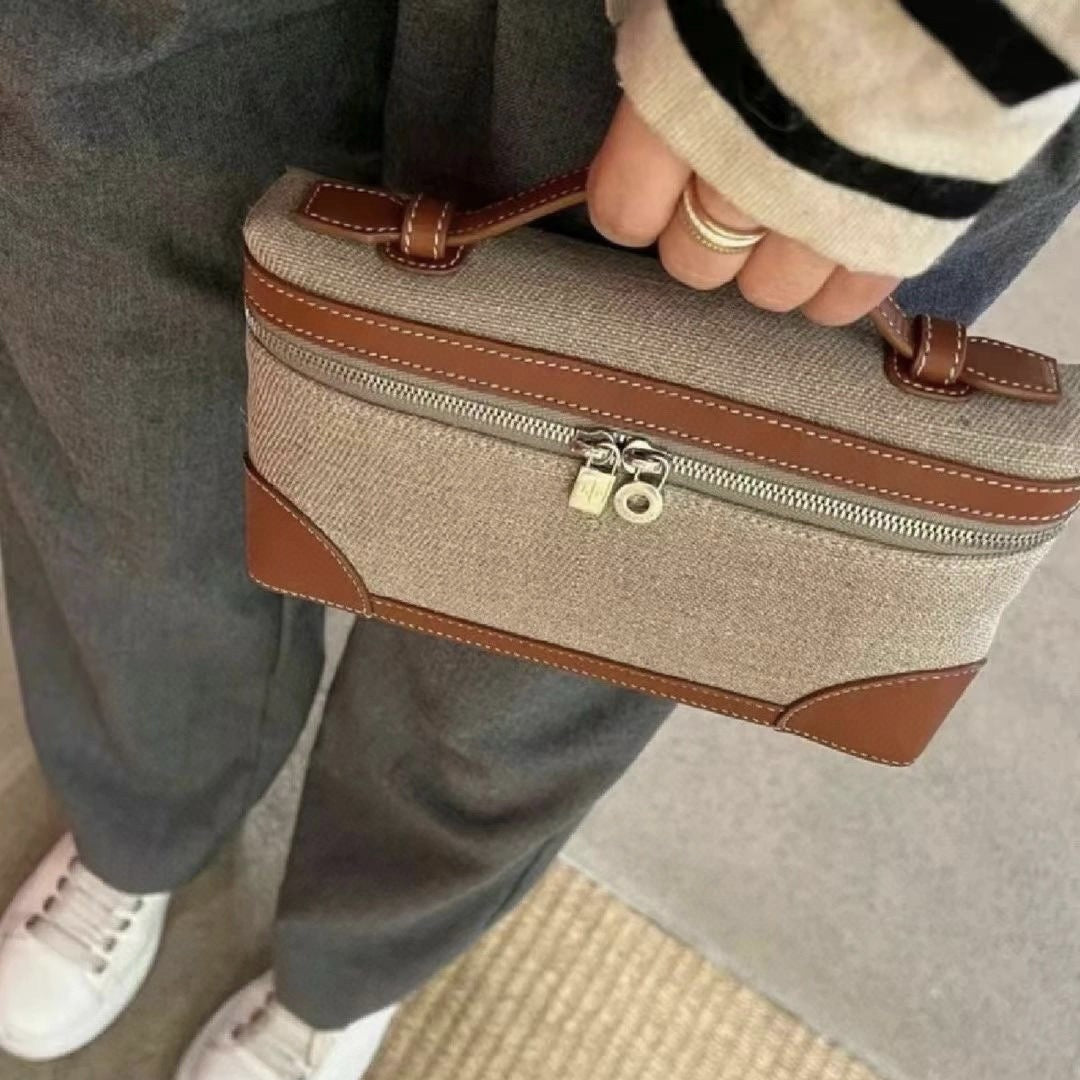 Women's Genuine Leather Graceful Lunch Box Litchi Crossbody Bags