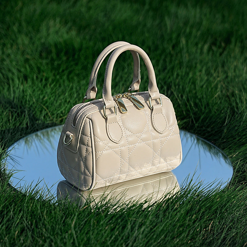 Genuine Leather Rhombus Boston Fashionable High-grade Crossbody Bags