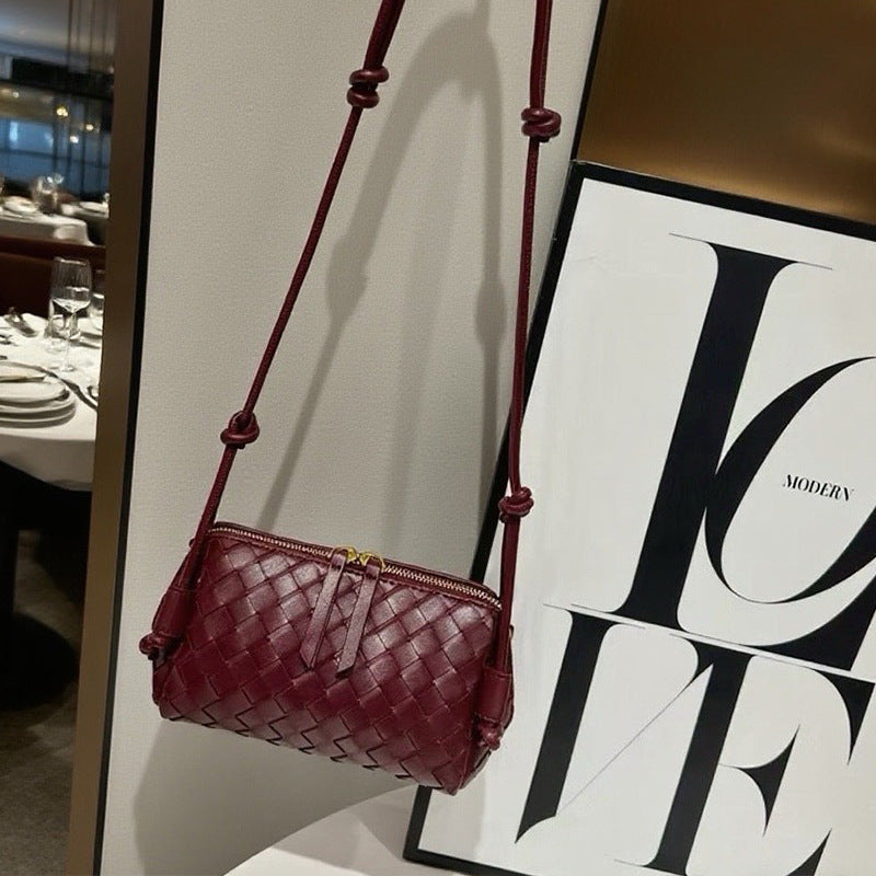 Women's Handmade Cowhide Woven Underarm Fashion Bags