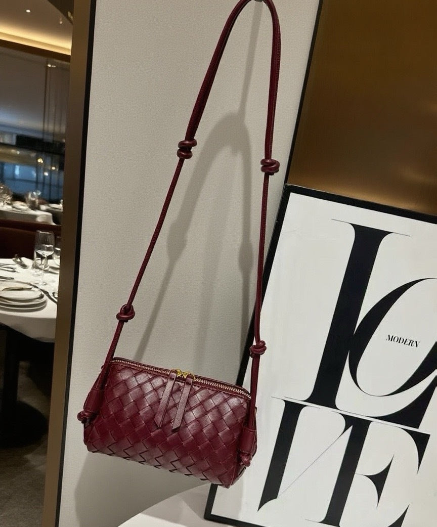 Women's Handmade Cowhide Woven Underarm Fashion Bags