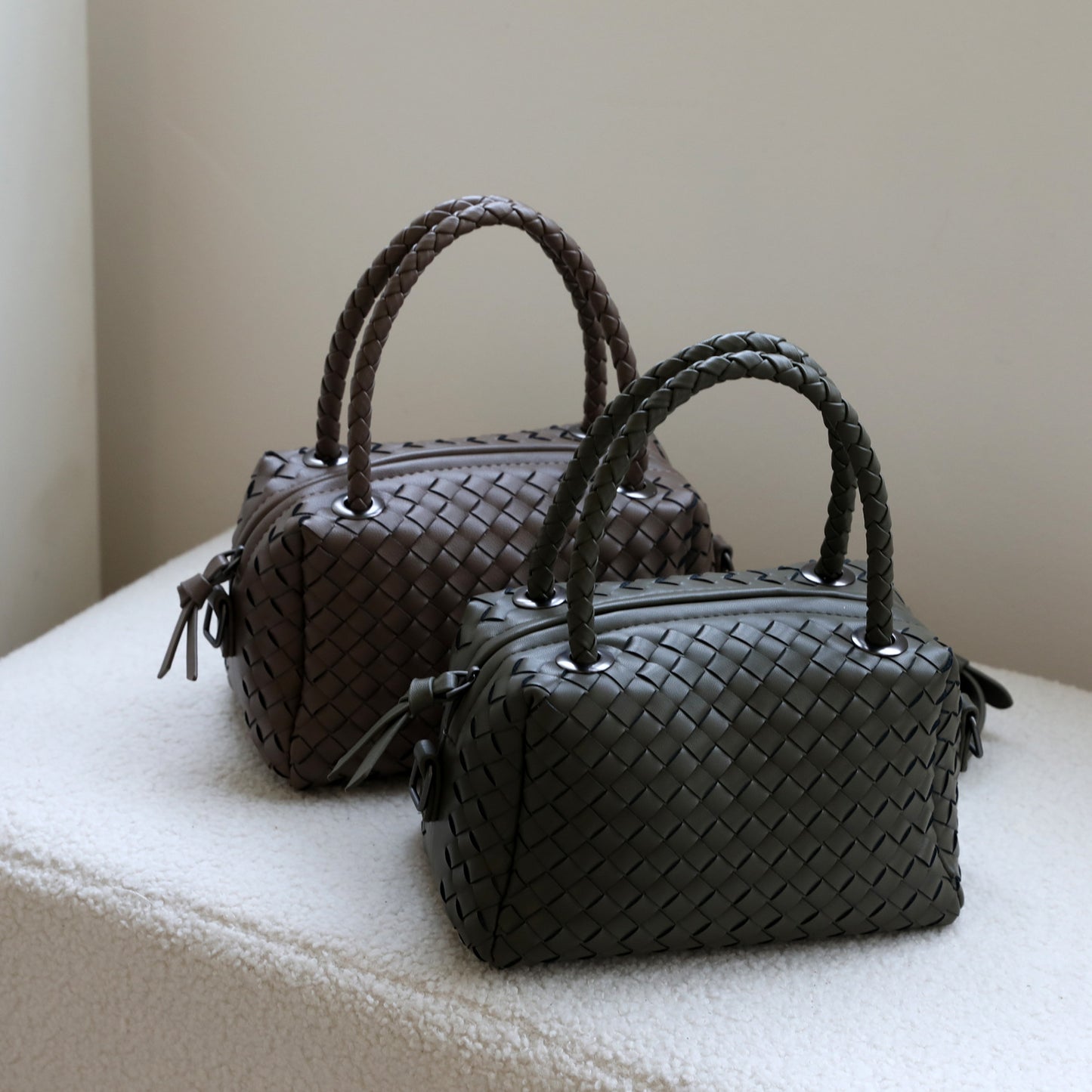 Women's Genuine Leather Boston Pillow Portable Handbags