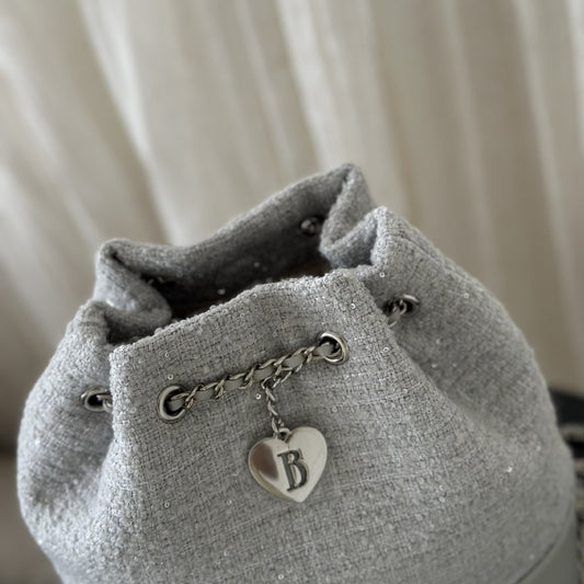 Tweed Elegant Simple Love Chain Genuine Backpacks