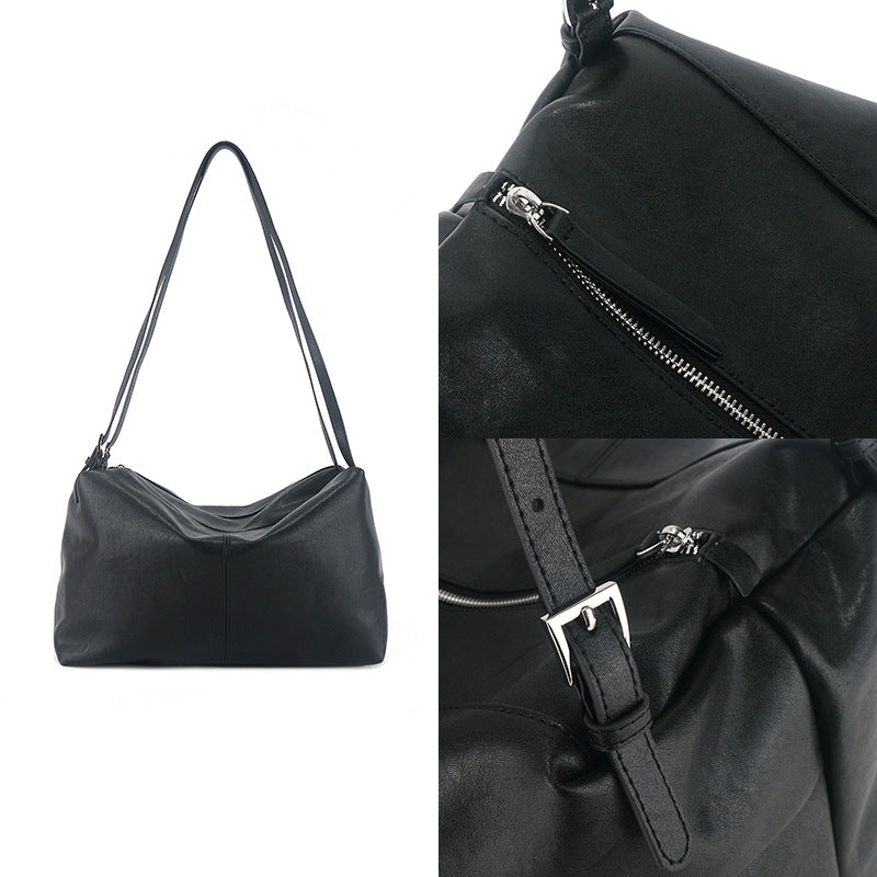 Women's Korean Soft Leather Large Capacity Bowling Handbags