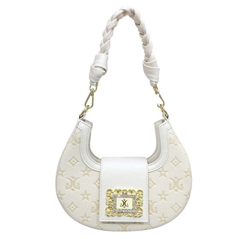 Women's Crescent Moon Hand-woven Twist Braid Shoulder Bags