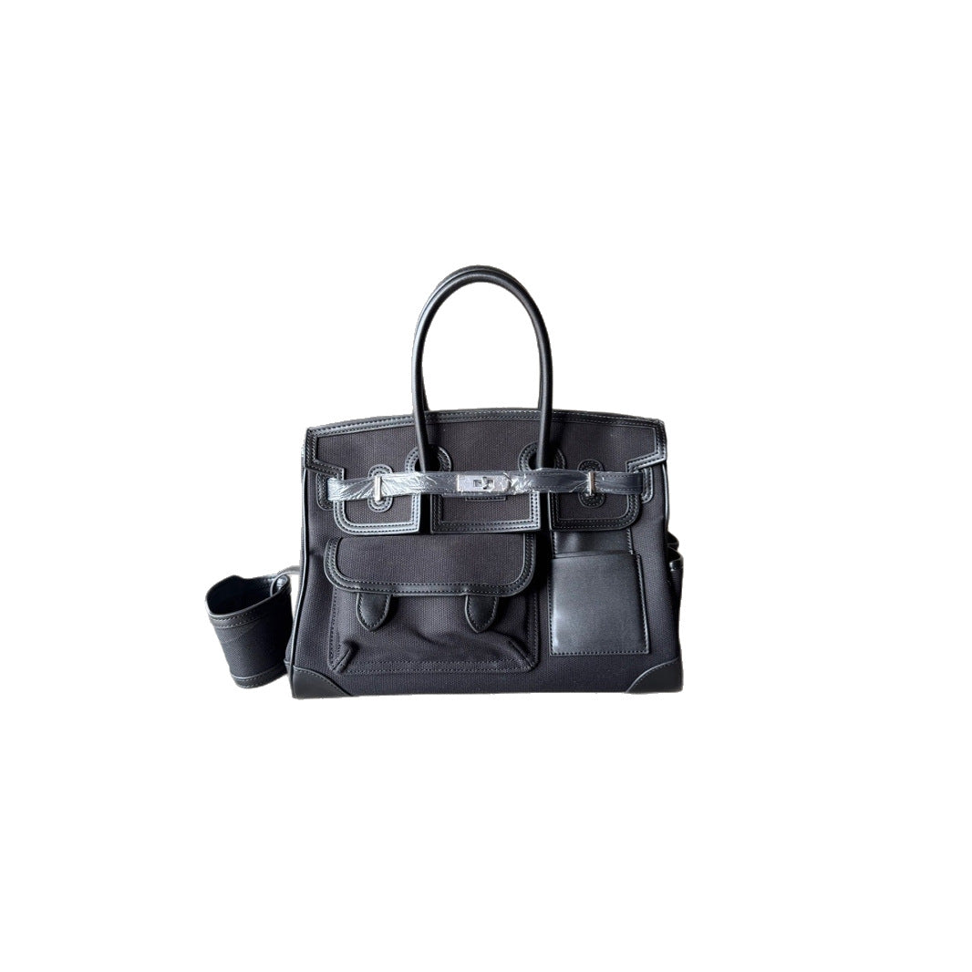 Comfortable New Canvas Stitching Drawstring Layer Crossbody Bags